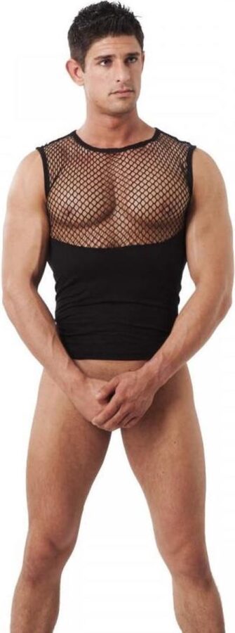 Amorable zwart visnet herenshirt maat S/M