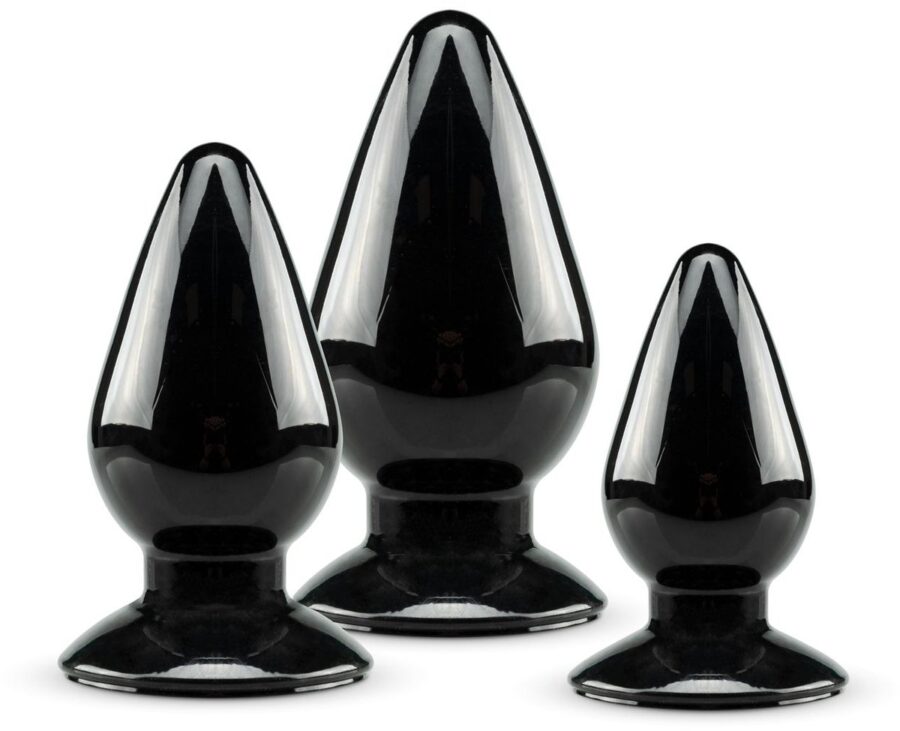 Anaalplug set van 3 met zuignap zwart