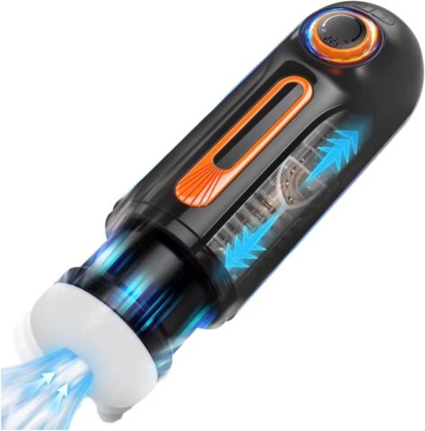 Automatische verwarmde masturbator met thrusting en zuigfunctie