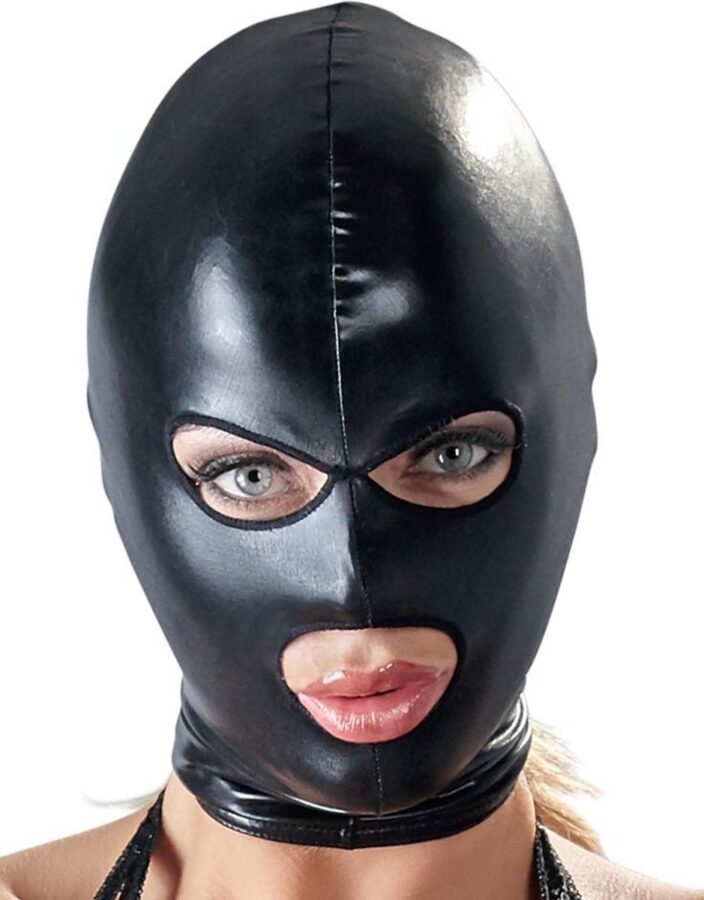 Bad Kitty bondage masker met open ogen en mond zwart