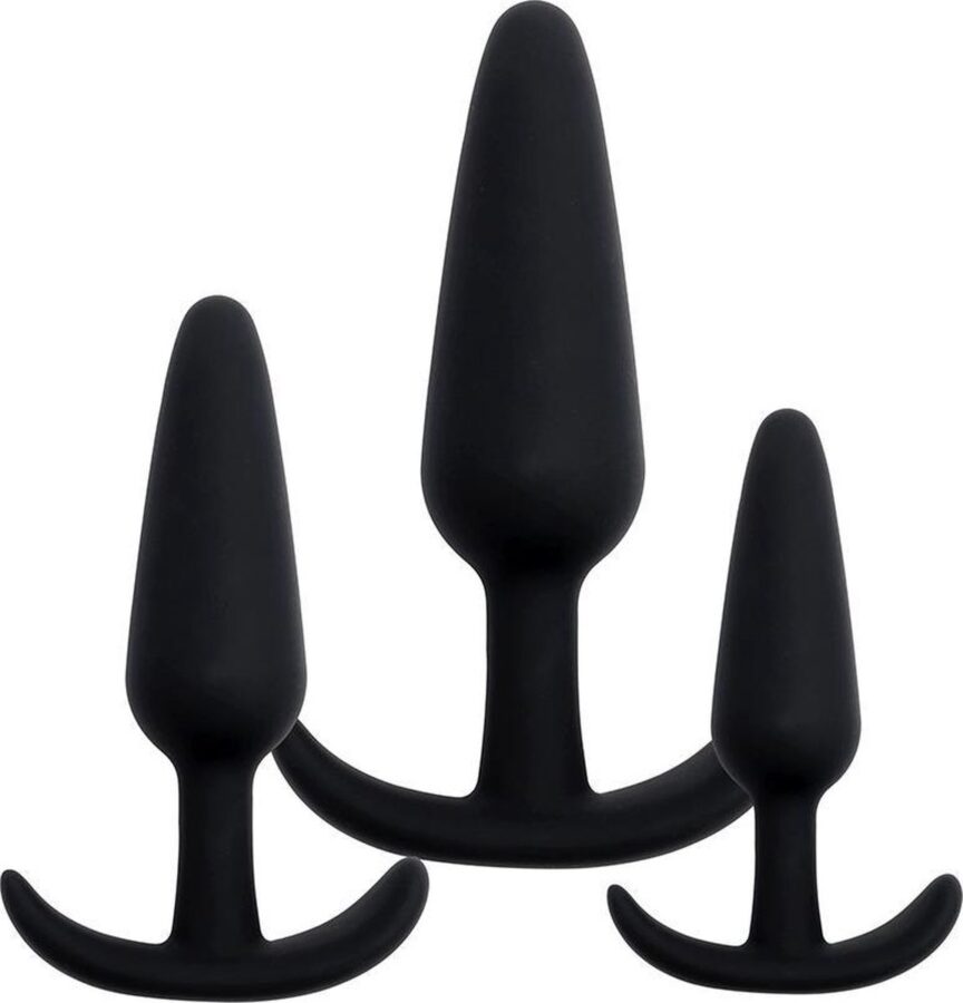 Banoch buttplug set beginner ergo siliconen zwart 3-delig