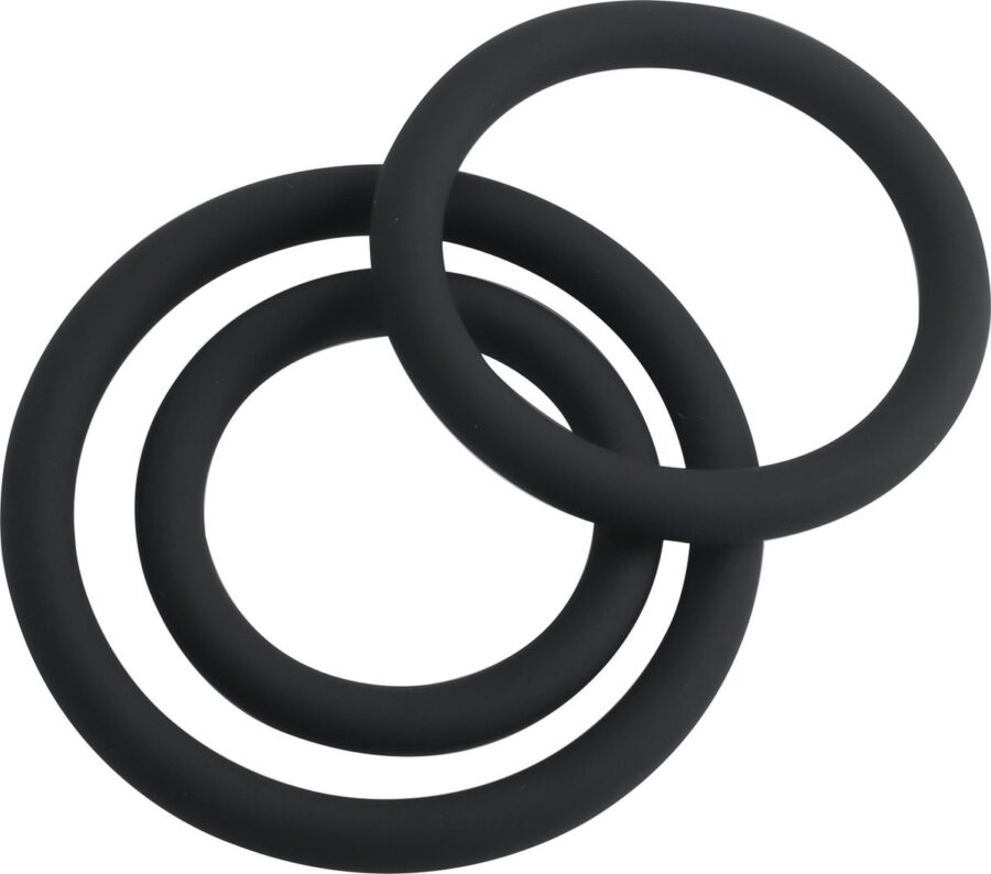 Banoch cockring trio classic set zwart siliconen 30, 40 en 50 mm