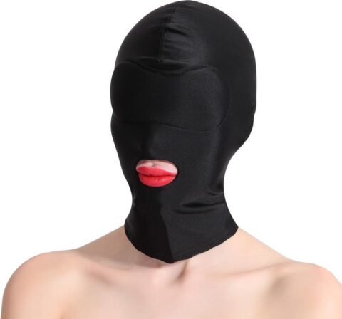 Banoch spandex hoofdmasker met mondopening zwart
