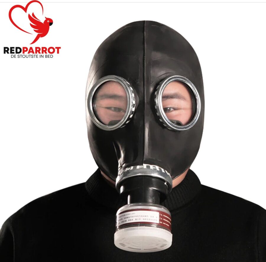 BDSM gasmasker van latex rubber met filter