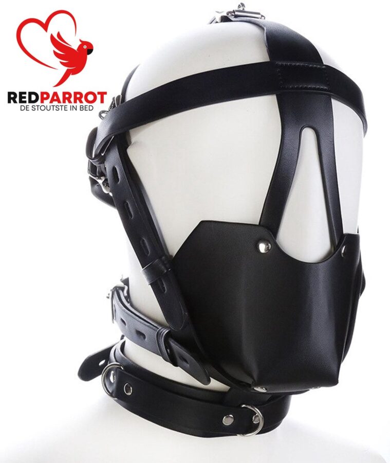 BDSM masker met gag en choker zwart