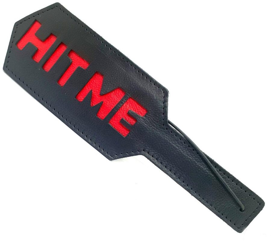 Black Label Hit Me leren paddle met studs zwart rood