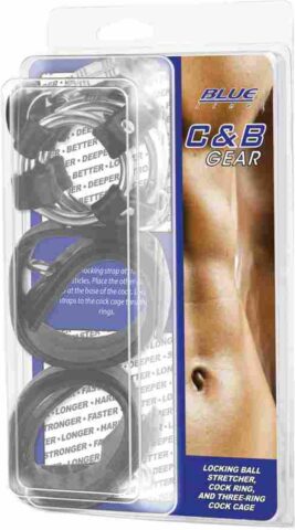 Blue Line locking ball stretcher met cock cage