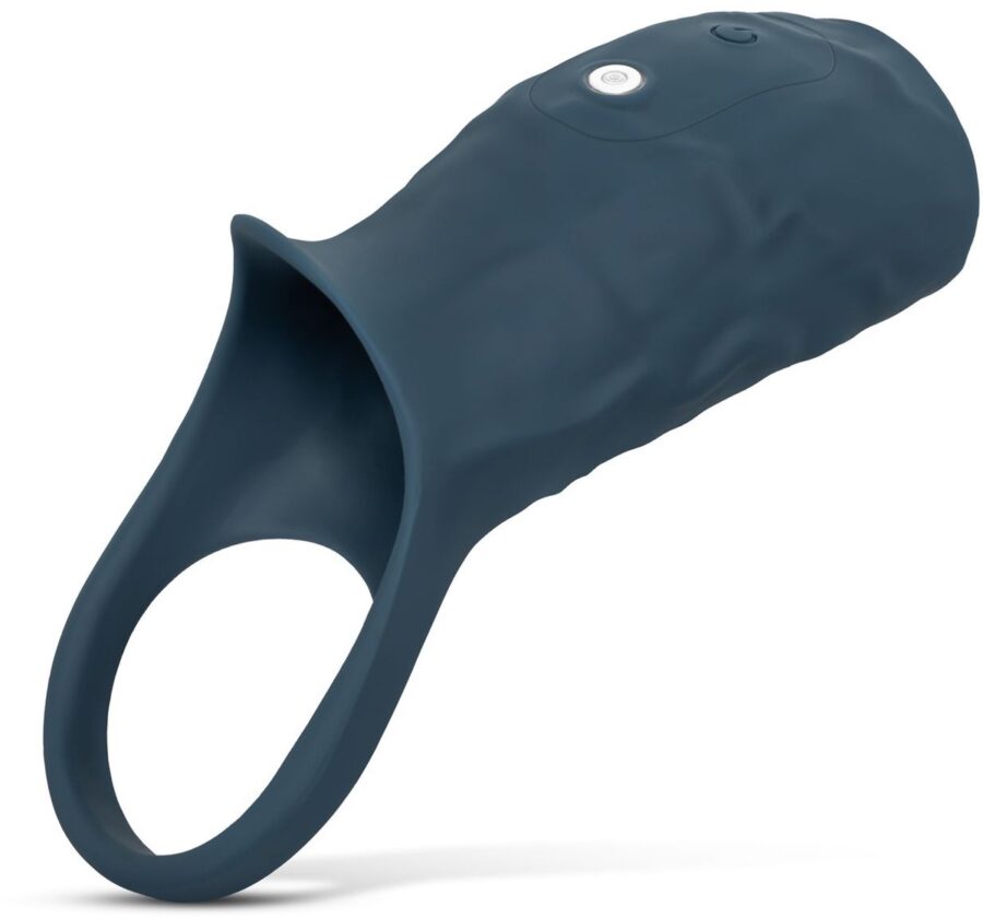 Boners vibrerende penis sleeve met ballenring blauw