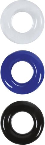 Bossoftoys Donut cockring set 3 stuks blauw, transparant en zwart