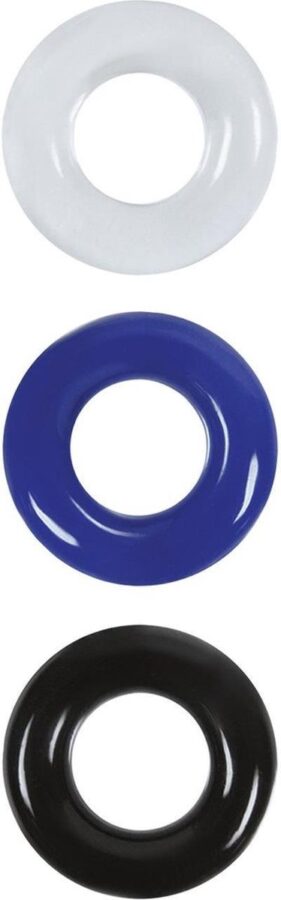 Bossoftoys Donut cockring set 3 stuks blauw, transparant en zwart