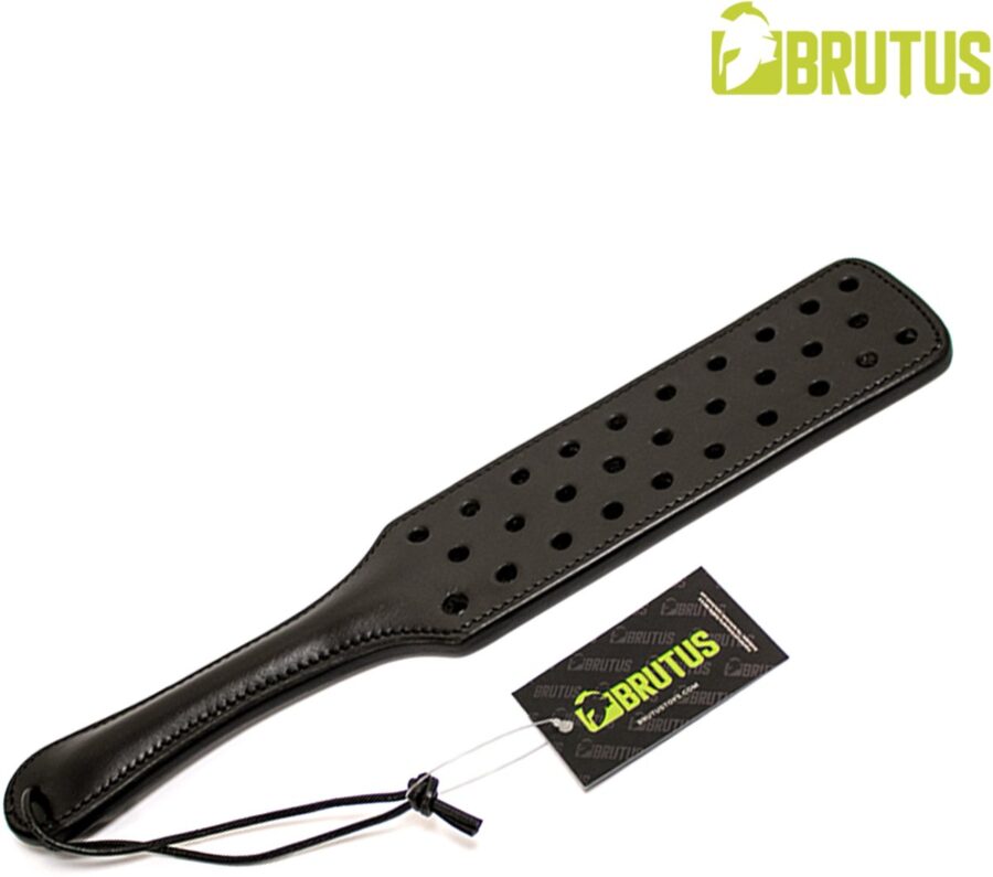 Brutus leren paddle met gaten zwart