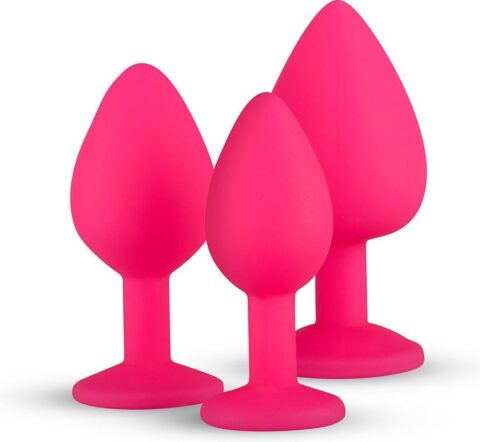 Buttplug set met diamant roze 3-delig