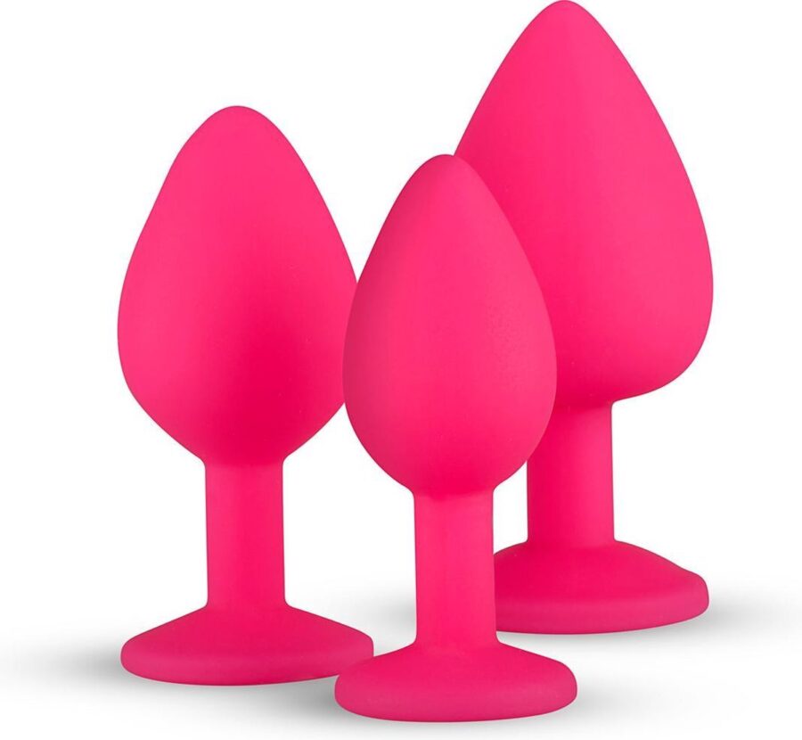 Buttplug set met diamant roze 3-delig