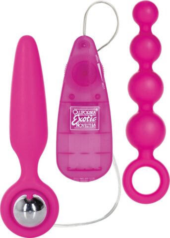 CalExotics roze vibrerende buttplug set siliconen
