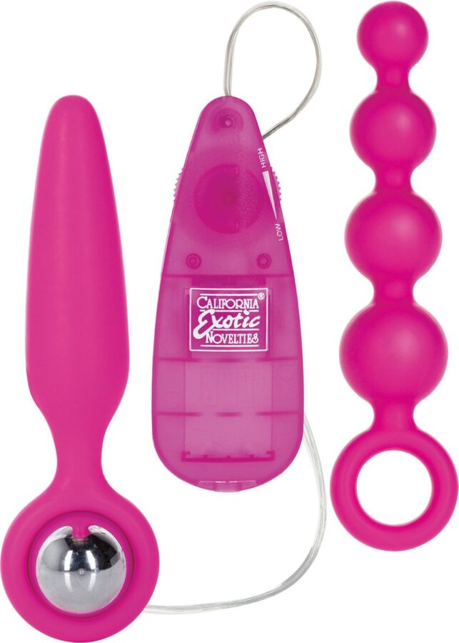 CalExotics roze vibrerende buttplug set siliconen