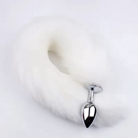 CHPN buttplug met witte fluffy vossenstaart 40 cm