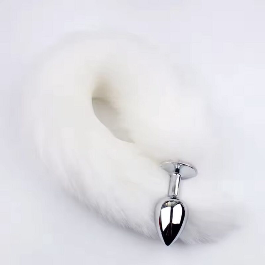 CHPN buttplug met witte fluffy vossenstaart 40 cm