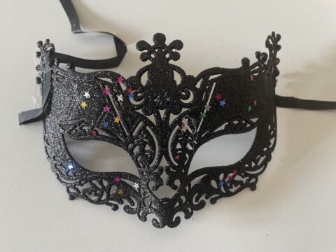 CHPN gemaskerd bal masker zwart met glitter
