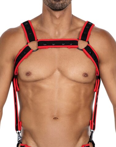Cut4Men Neo harnas van neopreen rood en zwart