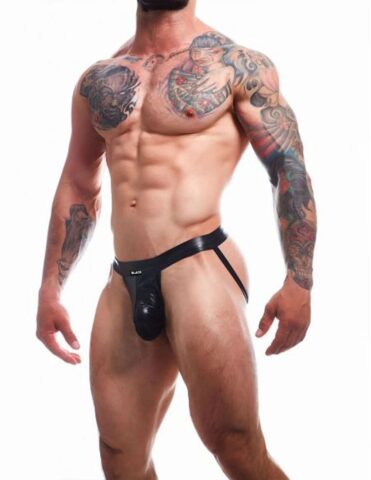 Cut4Men BL4CK ergonomische wetlook jockstrap zwart