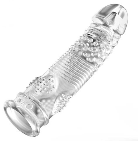 Doorzichtige penis sleeve met ribbels transparant