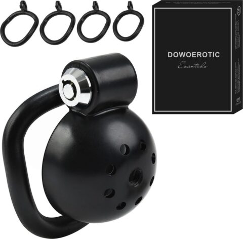 DOWO Mini Locker kuisheidskooi ABS zwart met 4 ringen