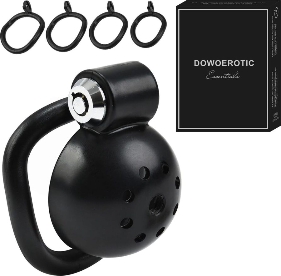 DOWO Mini Locker kuisheidskooi ABS zwart met 4 ringen