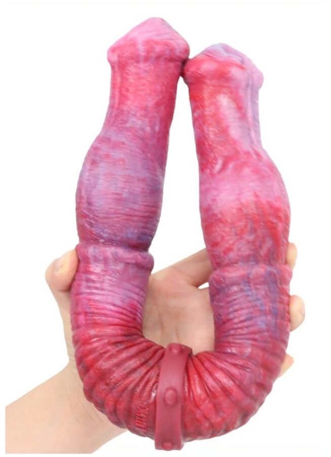 Duo dubbele dildo siliconen roze 48 cm