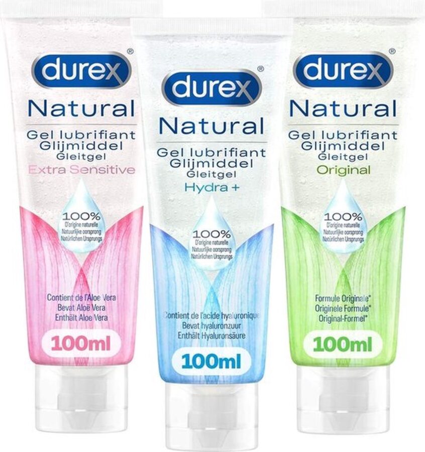 Durex Natural glijmiddel trio: Natural, Hydraterend en Extra Sensitive