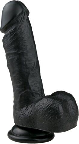 EasyToys realistische dildo met balzak 17,5 cm zwart