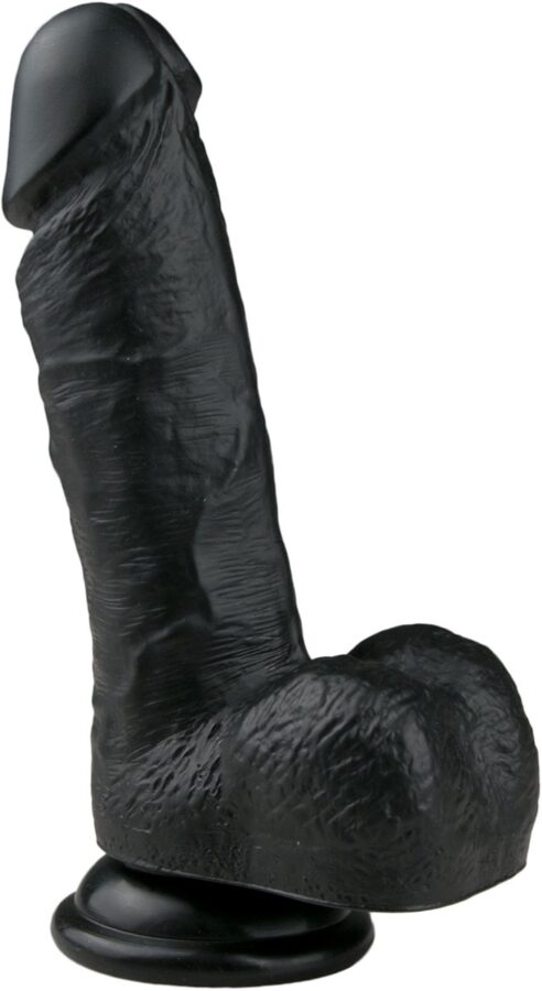 EasyToys realistische dildo met balzak 17,5 cm zwart