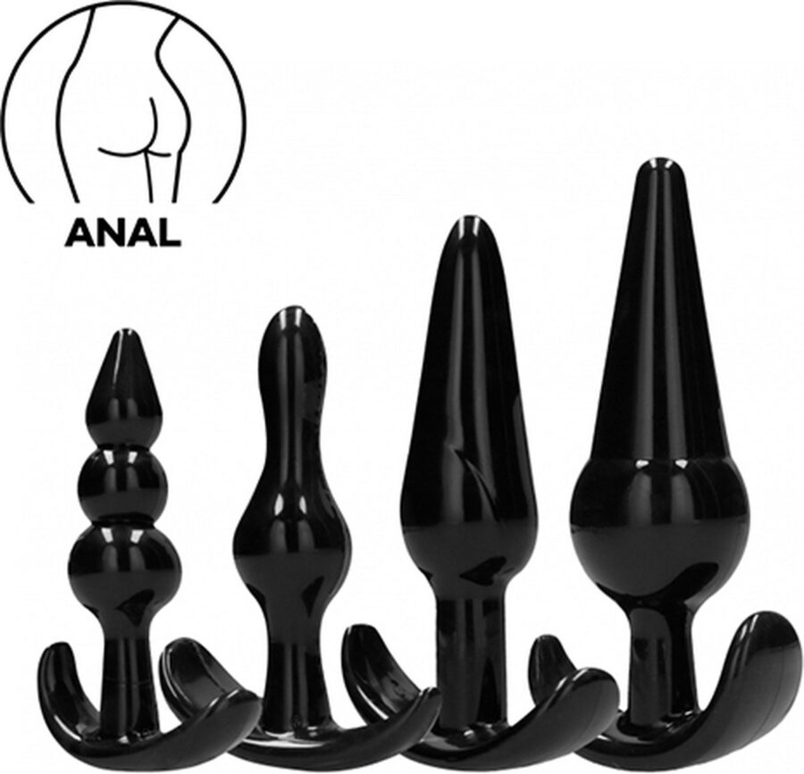 Erovibes buttplug set 4 stuks zwart