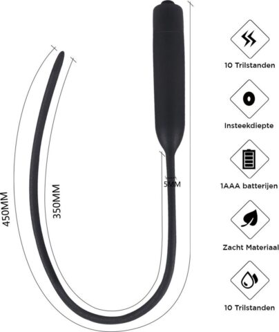 EZLove siliconen dilator met 10 trilstanden 20,2 cm zwart