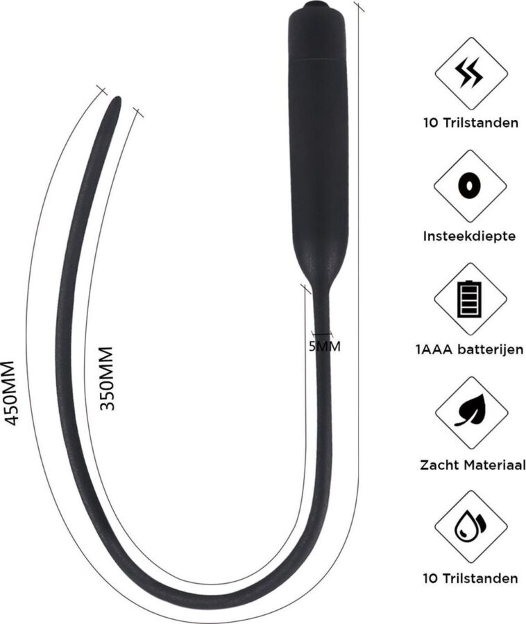 EZLove siliconen dilator met 10 trilstanden 20,2 cm zwart