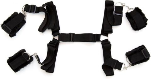 Fixxx bed boeien en hogtie bondageriemen set zwart