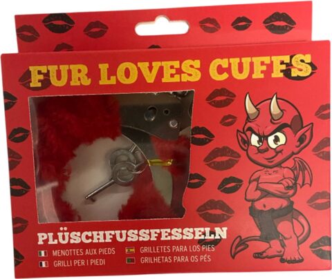 Furry Love Cuffs rood extra groot met lange ketting