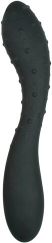 Gebogen siliconen dildo met noppen zwart
