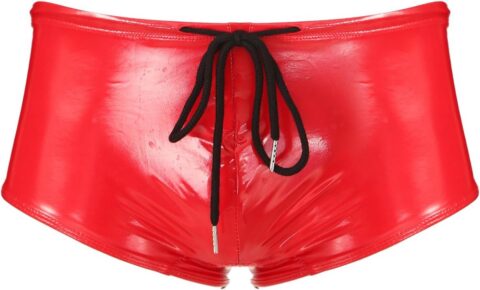 Glanzende lak short heren rood