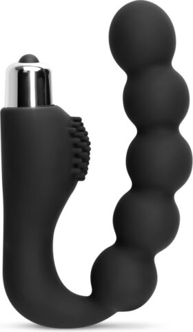 Golvende anaal vibrator met perineumnopjes, zwart