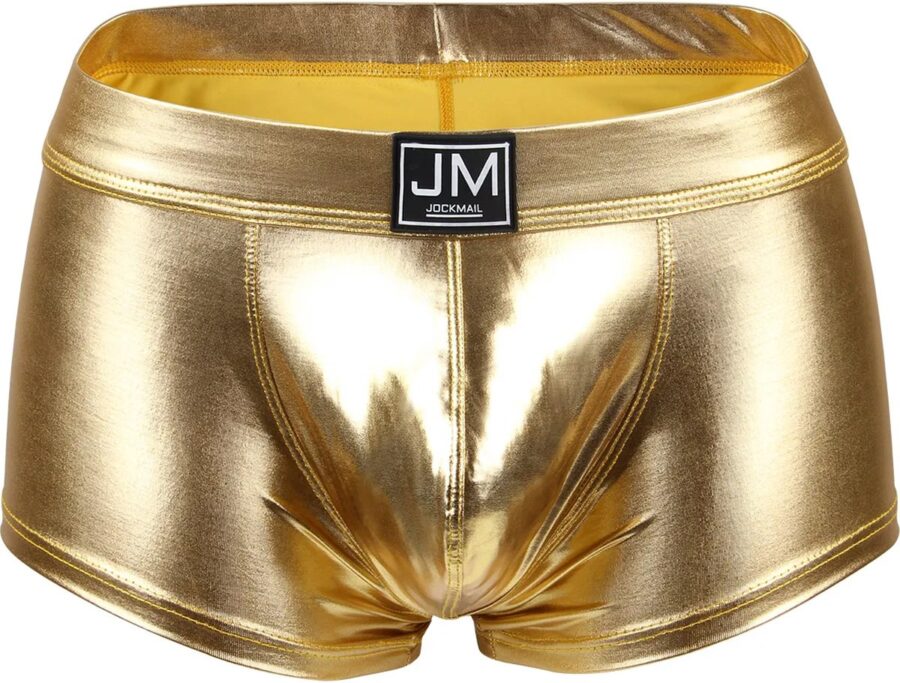 Gouden boxershort voor heren van kunstleer