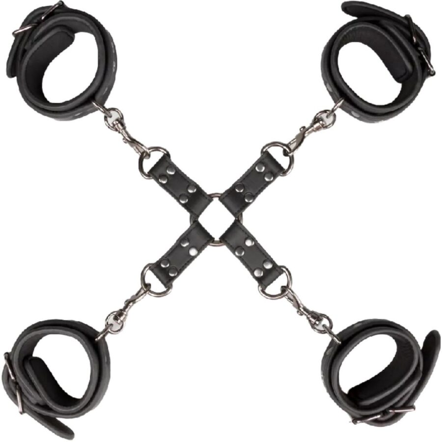 Hand- en enkelboeien set kunstleer met hogtie