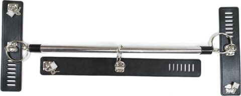 Handboeien en halsband met spreidstang zwart