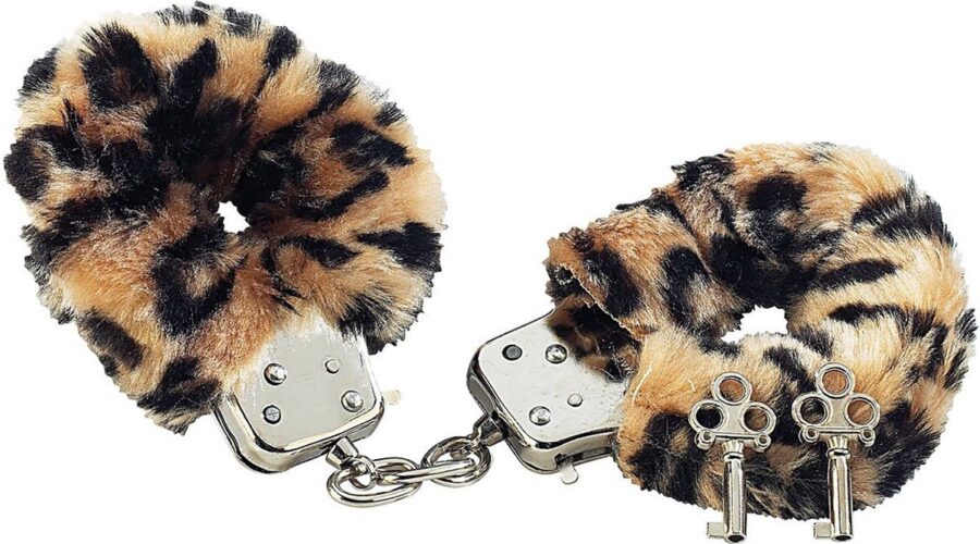 Metalen handboeien met luipaard pluche