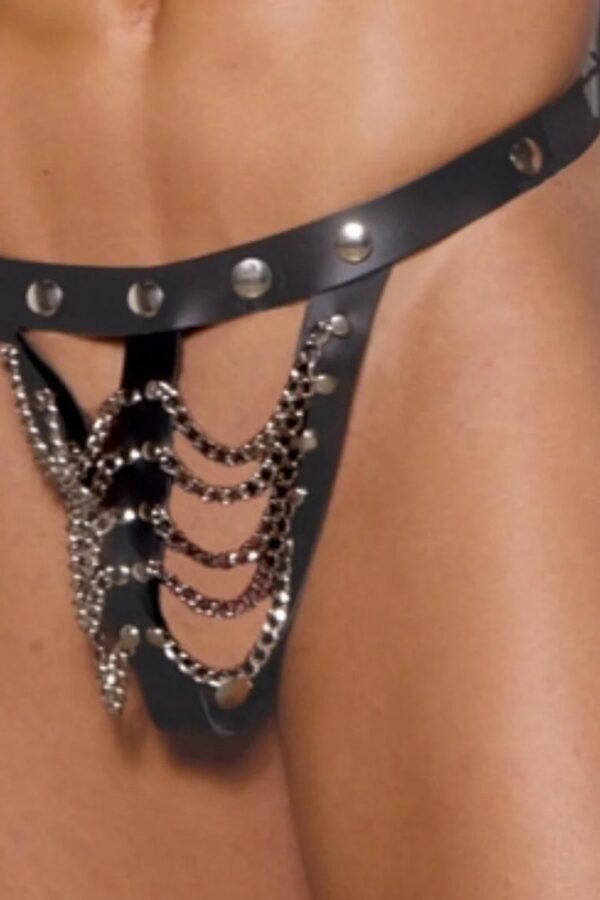 Harness string heren kunstleer met ketting