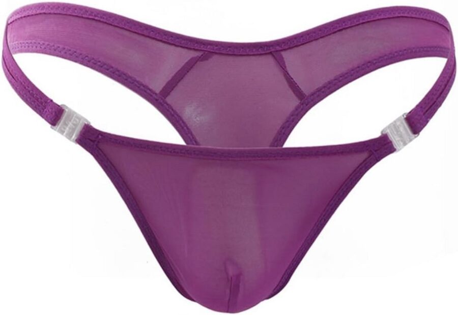 Heren tanga string met V-strap paars