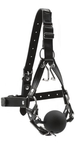 BDSM hoofdharnas met siliconen ball gag en neushaak