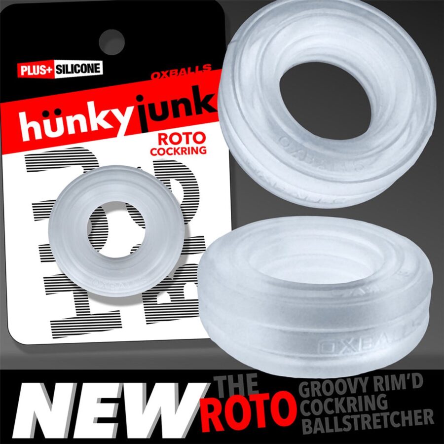 Hünkyjunk Roto geribbelde cockring transparant