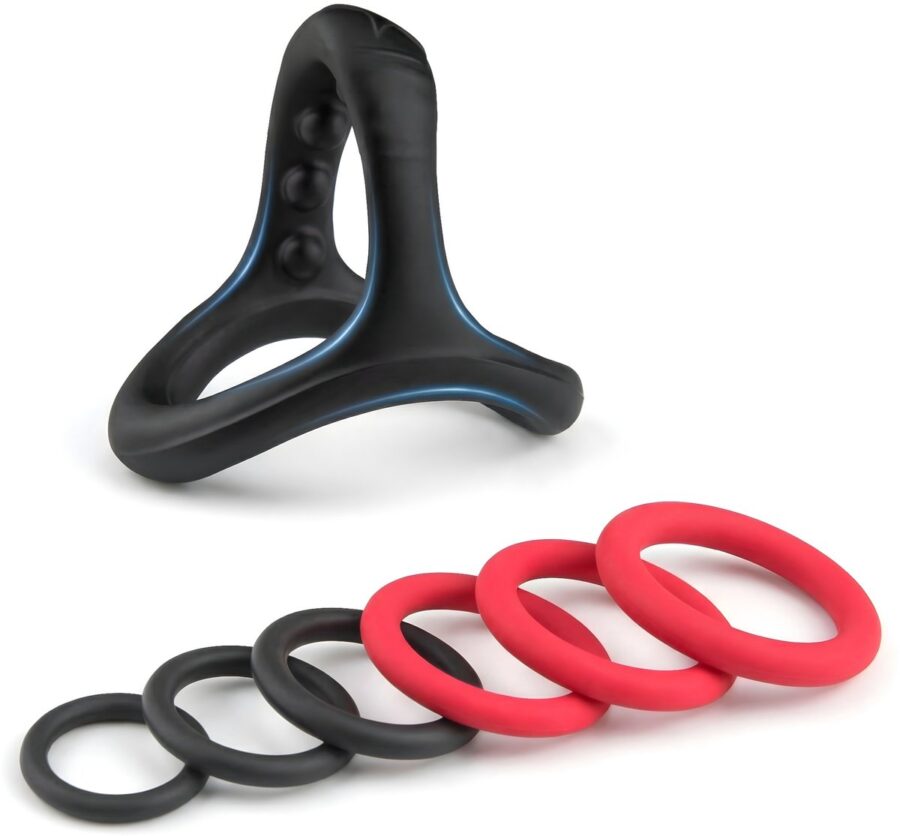 Ivy Lux siliconen cockring set met 3-in-1 ring en 6 losse ringen