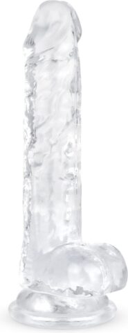 Transparante jelly dildo met ballen en zuignap 17 cm