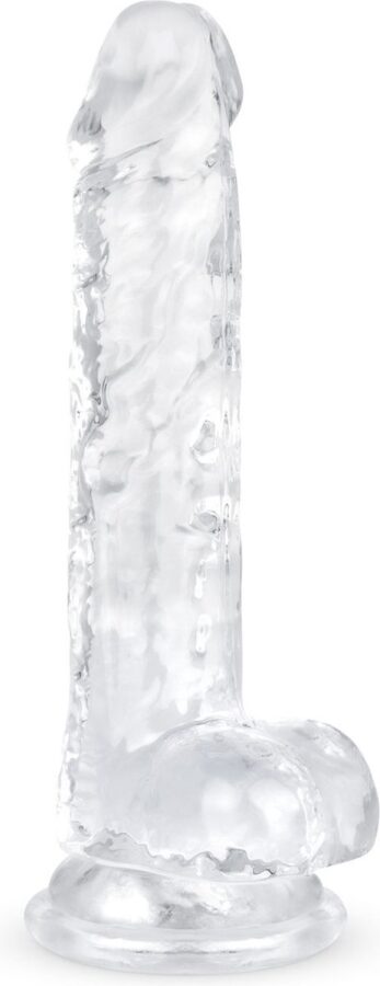Transparante jelly dildo met ballen en zuignap 17 cm